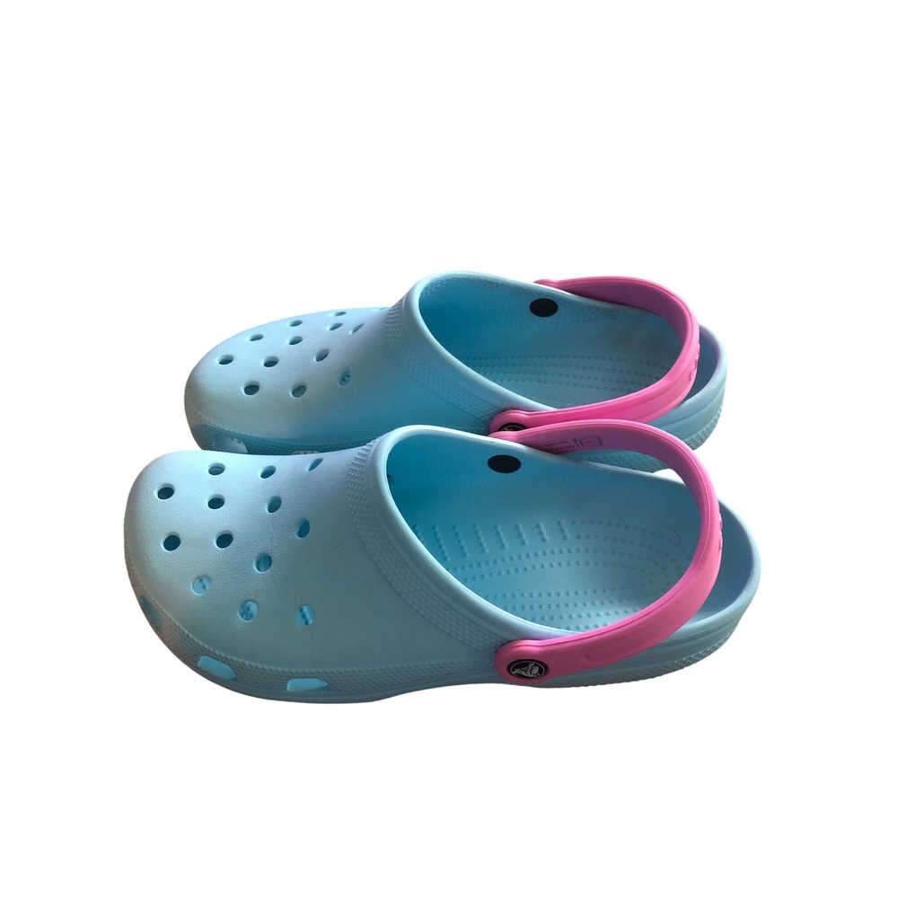 Crocs Classic Clogs Light Blue Pink Mens 10 Womens 12 Two Tone Slip On Shoes - Picture 2 of 6